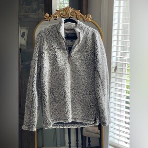 True Grit Gray Frosty Tip Sherpa Quarter-Zip Pullover Sweater